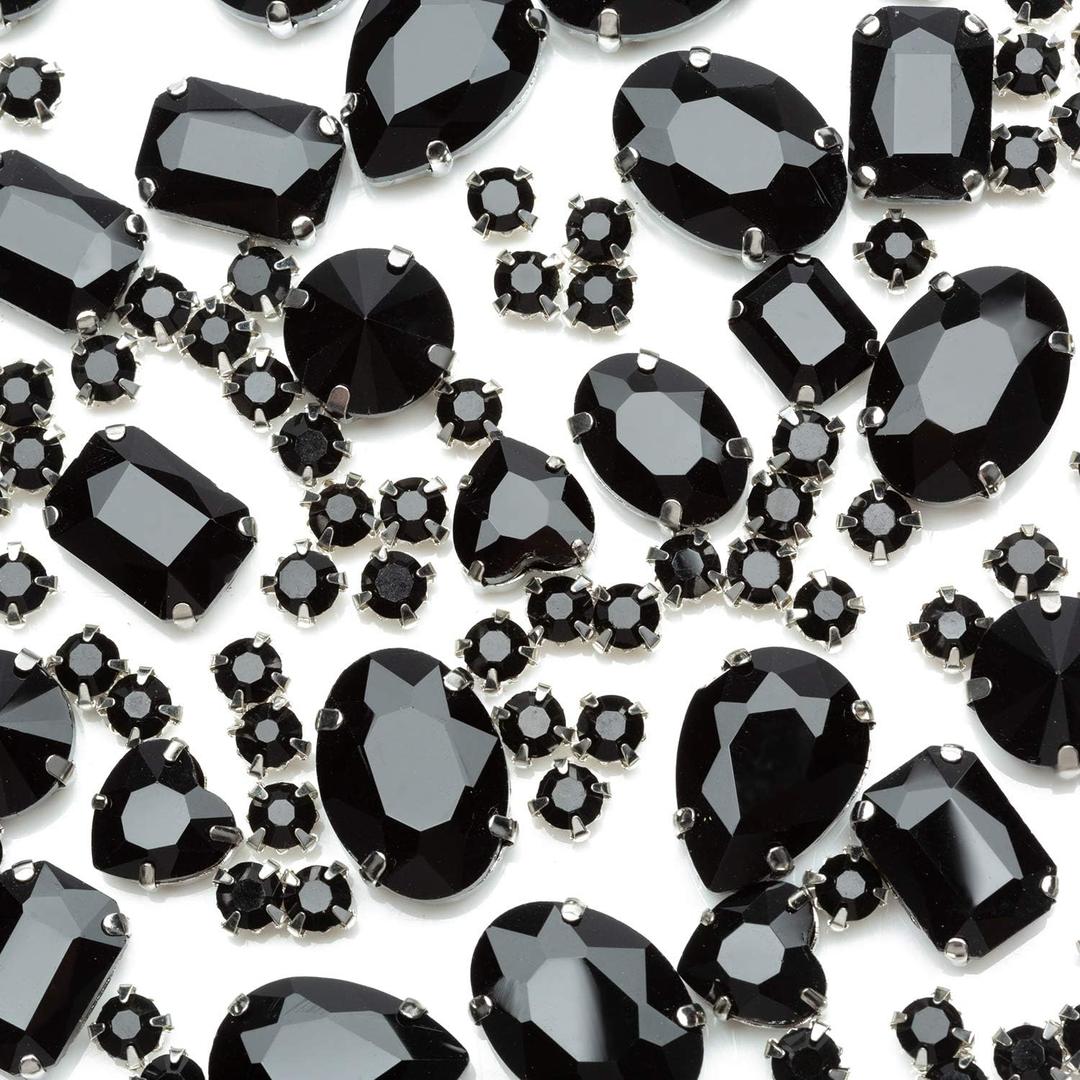 Sew On Rhinestone, Choupee 130PCS Black Sew On Glass Gems Metal Back Prong Setting Sewing Claw Rhinestone Mix Shapes Sew On Stone for Jewelry, Clothes, Costume, Shoes, Belt, Dress, Garments and Crafts Sew On Rhinestone, Choupee 130PCS Black Sew On Glass Gems Metal Back Prong Setting Sewing Claw Rhinestone Mix Shapes Sew On Stone for Jewelry, Clothes, Costume, Shoes, Belt, Dress, Garments and Crafts