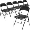 Folding Chair with Comfortable Padded Cushion and Back, Portable Folding Chairs for Outside, Office Events, Weddings, 6 Black