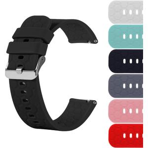 20mm Width Silicone Quick Release Wristband Replacement Sports Straps Bracelet Watch Band Women Men Strap with Quick Release Pins for Smartwatch (Black)