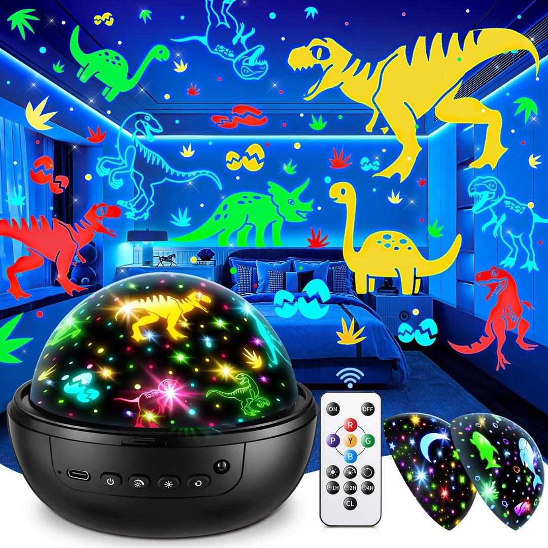 PIKOY Dinosaur Toys for Kids 3-8 | 3D Films & 31 Colors & & 360 Rotate & Timer | Dinosaur Night Light Projector Toys for 2-10 Year Old Boys Room Decor Gift for Boys Jurassic World Jurassic Park Toys
