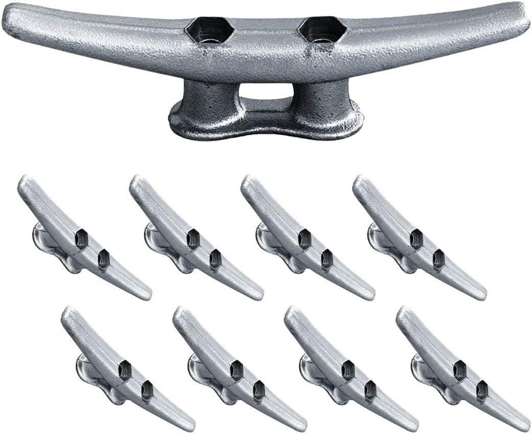6" Dock Cleats | Weatherproof Galvanized Cast Iron 6 Inch Boat Cleat Tie Downs for Marine Pier or Decorative Nautical Maritime Decor | 4, 8 or 16 Pack