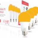 hooga Sleep Light Bulb, Amber Light Bulbs for Sleep Therapy, Blue Light Blocking, 1600K Dim Light Bulbs 7W Equivalent, Mood Soothing Light, E26 A19 Warm Light Bulbs for Bedroom, Nursery, 4 Pack.
