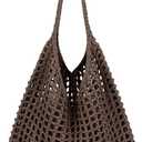 EIMMBD Crochet Bags for Women Beach Totes Bags Aesthetic Summer Tote Shoulder Hippie Bag Knit Bag (Standard Dark Brown)
