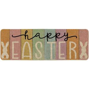 Artoid Mode Stripes Happy Easter Doormat, Home Decor Low-Profile Switch Rug Door Mat Floor Mat for Indoor Outdoor 17x47 Inch