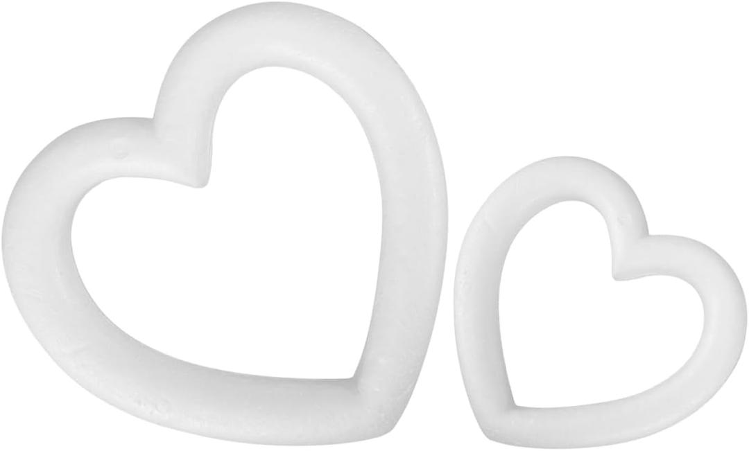POPETPOP 2 Pcs Craft Foam Heart Shaped Foam, Polystyrene Foam Wreath for Wedding, Heart Wreath Kit for DIY Craft, Valentines Decoration