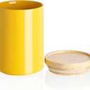 Sweejar Kitchen Canisters Ceramic Food Storage Jar, Stackable Containers with Airtight Seal Wooden Lid for Serving Coffee Bean, Flour, Tea, Cookies and More - 58 Fl Oz(Yellow)