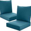 24" x 24" x 6" Outdoor Deep Seat Cushions Set - 2 Set Waterproof & Fade Resistant Patio Furniture Replacement Cushions, Non-Slip Outdoor Cushions Fit Loveseats, Couches, Chairs, and Sofas.