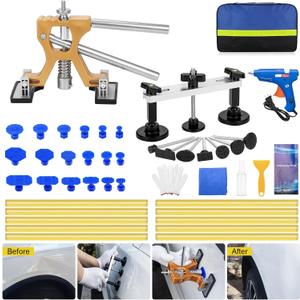 Car Dent Puller Kit, 45pcs Paintless Dent Remover Kit with Golden Dent Puller, Bridge Puller & 100W Glue Gu for Auto Body Dent Removal, Dent Pullers Kit for Suv Truck Car Refrigerator Diy Repair