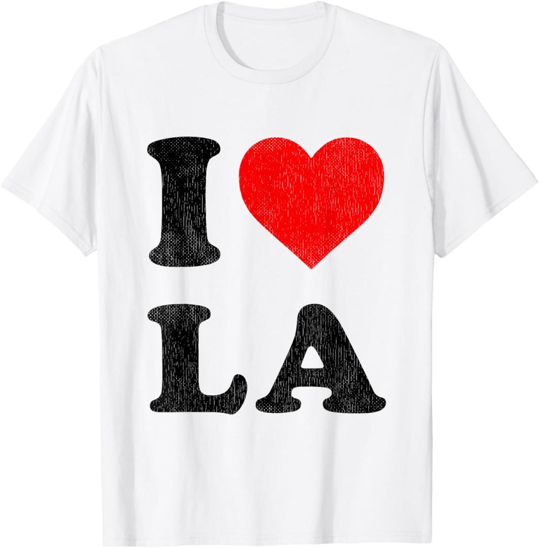 I Heart LA Souvenir I Love Los Angeles T-Shirt (White, XL)