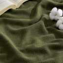 Bedsure GentleSoft 100% Cotton Large Blanket Oversized King for Bed 120x94 inches - Breathable Soft Cozy Herringbone Woven Blanket for Summer, Couch Cover, Olive Green