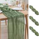 Asee'm 3pcs Cheesecloth Table Runner 120 Inches Sage Green Boho Gauze Cheese Cloth Runner 10FT Rustic Sheer Table Runners for Summer Wedding Baby Shower Holiday Party Decoration