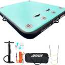 Inflatable Floating Dock, 5ft /8ft /10ft Air Dock Platform, Island Raft Mat with Rope Ladder & Non-Slip Surface for Lakes Beach Ocean (5 x 6ft, Mint Green+Black)
