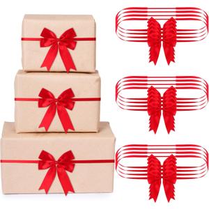 Jetec 24 Pieces Christmas Elastic Bows for Gift Boxes Red Stretch Loops Christmas Elastic Bows for Decoration Gift Wrapping(24-28 Inch,Red)