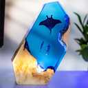 Ocean Resin Lamp  Marine Life Night Light with 16 Color LED, USB Powered Whale Shark & Turtle Desk Lamp with Wooden Base & Remote,Handmade Gift for Christmas, New Year