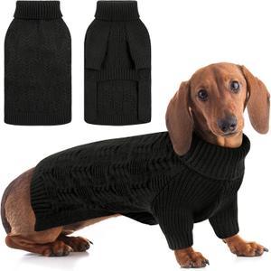 ASENKU Dog Sweater for Medium Dog Girls Boys, Fall Winter Turtleneck Long Sleeve Pet Christmas Sweater, Pullover Sweatshirt for Dachshund, Westie(Grey,Large)