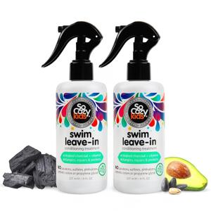 SoCozy Swim 2-in-1 Leave In Conditioner Spray & Treatment for Kids Hair (8 Fl Oz, Pack Of 2) Protects & Repairs Pool, Sun & Salt Damaged Hair, Activated Charcoal, Vitamin B5 & Sunflower Seed Extract