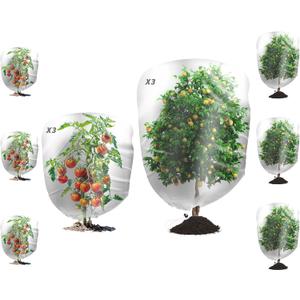 6Pcs Garden Netting Bags with Drawstring Plant Mesh Cover, 2 Size Netting Cover Garden Plant Barrier Netting Protection Bags for Tomato Vegetables Flower Tree Fruit, 3.9 x 5.9ft+3.1x 3.61ft