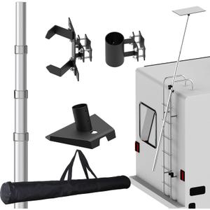 RV Ladder Mounting Kit Compatible with Starlink Gen 3 / V3, 11ft Telescopic Pole with Gen 3 Adapter & Mounting Bracket, Fits 0.51.2 Inch RV Ladder Rails