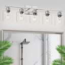Modern Brushed Nickel 5 Light Bathroom Vanity Light, 31 inch Bathroom Lights Fixtures, Vanity Lights for Mirror Kitchen Living Room Hallway Cabinet Porch