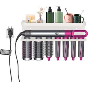 Dyson Airwrap Holder Stand - No Drill Storage Rack for Curling Iron Attachments,Dyson Airwrap Wall Mount Keep All Attachments Organized for Bathroom, Bedroom & Salon (White)