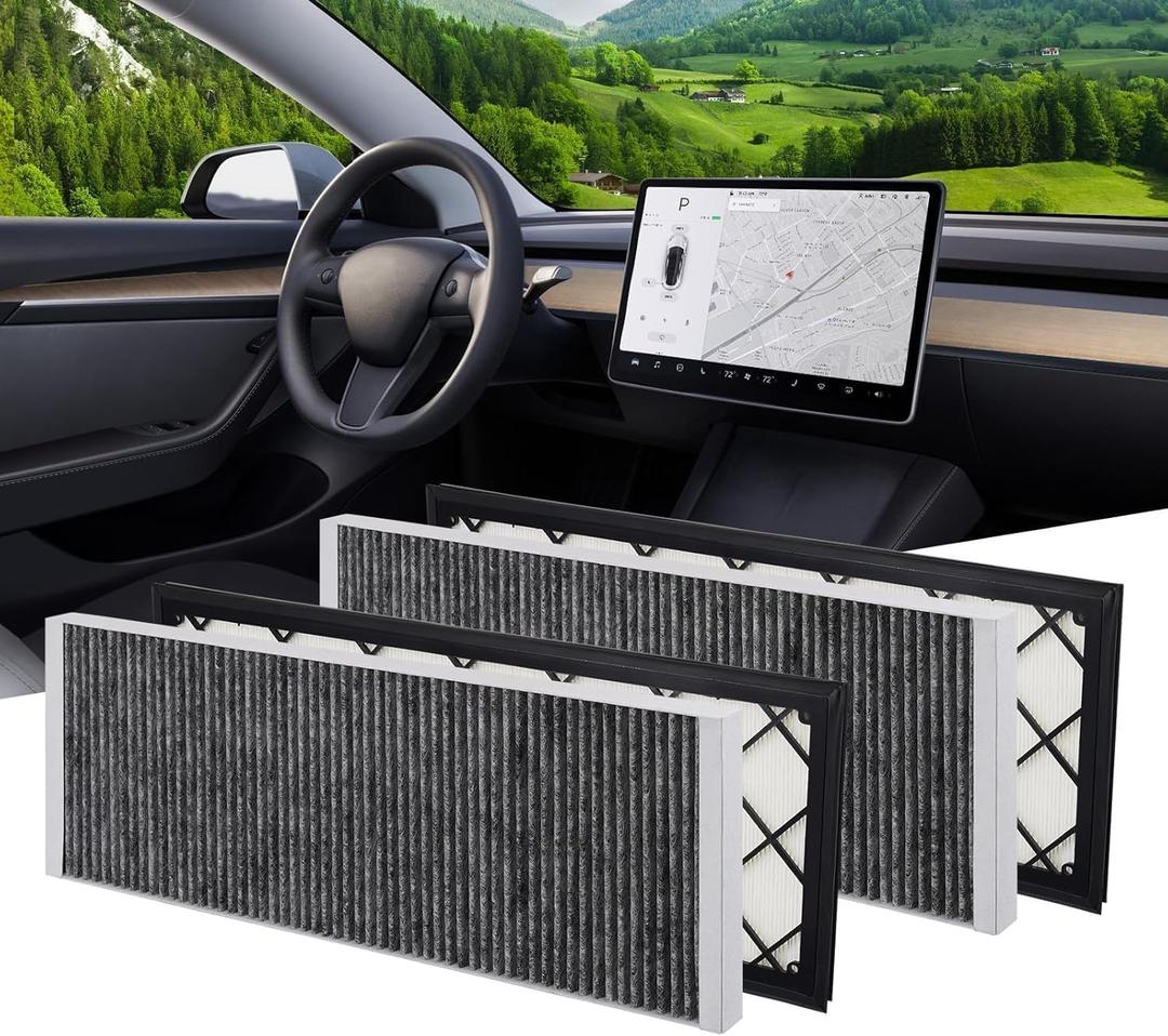 BASENOR 2025 2026 Tesla Model Y Cabin Air Filter HEPA Air Intake Filter Replacement with Activated Carbon for 2020-2026 Model Y Accessories (4 Pack) Fit Model Y 2025 2026 Refresh (Juniper) Launch