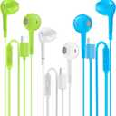 USB C Headphones of 3 Packs, Wired Earbuds in-Ear Type C Earphone with Microphone and Remote Control Noise Cancelling Compatible with Android, Laptop and Most Type C Interface (Blue+White+Green)