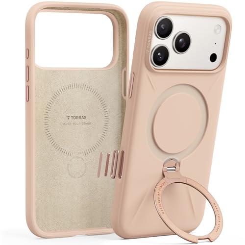 TORRAS Q3 Silicone 360 Spin for iPhone 17 Pro Max Case with Stand, Fit for MagSafe, Magnetic Ring Kickstand with Camera Control, Liquid Silicone Rubber Soft Phone Case for iPhone 17 Pro Max 6.9'', Bliss Pink