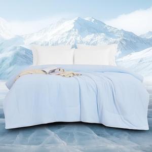 downluxe Cooling Comforter, Cooling Blankets for Hot Sleepers, Cold Blanket, Summer Blanket Twin Size with Q-Max>0.4 Arc-Chill Cooling Fiber, Light Blue