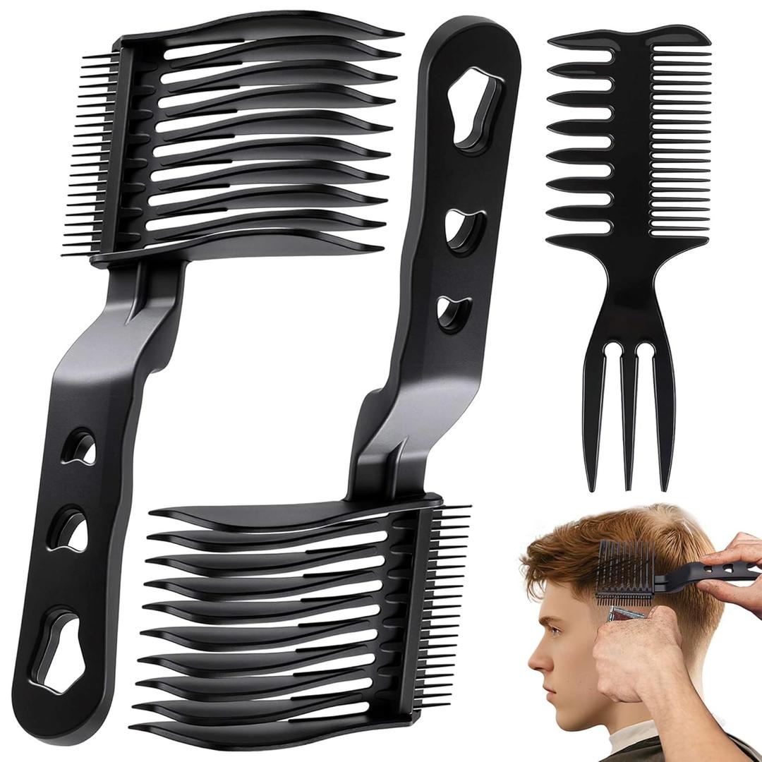 Blend Friend Fade Comb Set Black Professional Barber Combs for Men & Boys, Self Haircutting Tools for Fading & Blending, Salon or Home Use (Black 3PC)