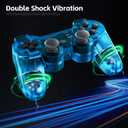 Burcica Wireless Controller for PS-2 Play 2 Double Vibration 2 - Clear/Green and Clear/Purple