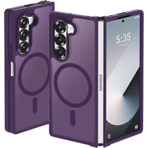 Magnetic Case for Samsung Galaxy Z fold 7 Case, Slim Translucent Matte Phone Cover with Shockproof TPU Frame & Scratch-Resistant PC Back, Strong Magnetic Ring, Purple