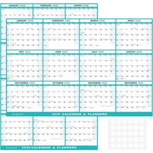 32" x 48" 2026 Wall Calendar, Folded Wet & Dry Erase Wall Calendar 12 Month, Annual Yearly Planner Yearly Laminated Calendar 2026 Horizontal/Vertical, with Julian Dates