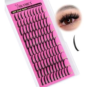 Yawamica Spiky Lash Extension Premade Individual Lashes D Curly Cluster Eyelash Extensions 13-21mm Mix Length Wispy Lash Clusters Volume Fairy Eyelash Extension Supplies