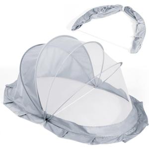 Orzbow Foldable Mosquito Net for Bed with Blackout Canopy, Portable Baby Mosquito Net Tent for Bed, Cots, Cribs, Playards and Playpen, 0-3 Years Kids Travel & Sleep Mosquito Mesh Cover, Grey, Gray