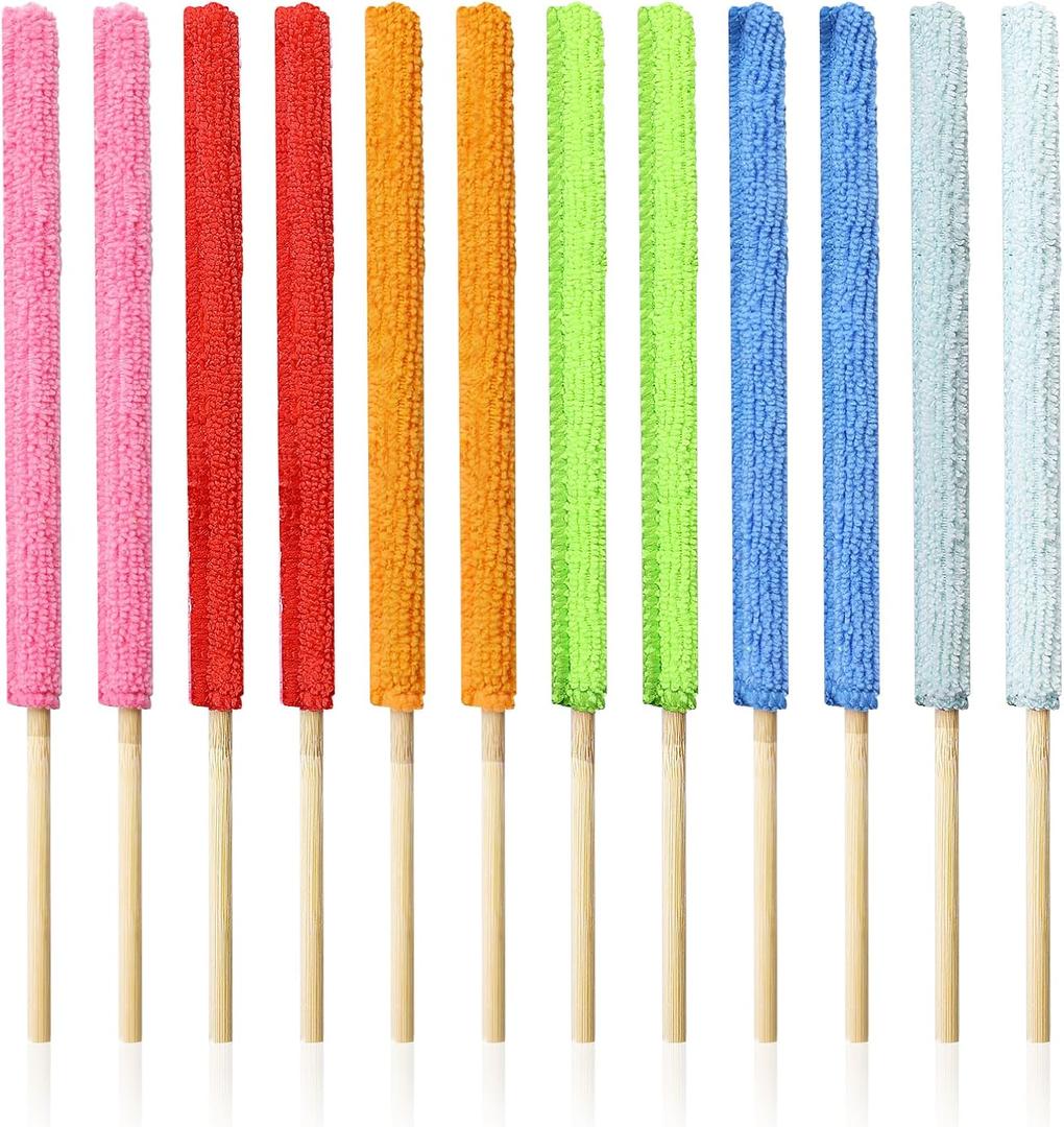12 Pcs Microfiber Detail Duster Sticks Fan Cleaning Brush Crevice Cleaning Tool AC Vent Cleaner Mini Split Cleaning Kit Fan Blade Cleaner Dusters for Cleaning Home Car Window Blind(Multicolors)