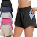 BALENNZ Women's Athletic Workout Shorts with Zipper Pockets Activewear Elastic Waist Gym Running Shorts (M)