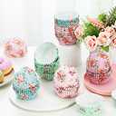 Yaomiao 600 Count Floral Cupcake Liners Tea Party Baking Paper Easter Flower Muffin Cupcake Liners Wrappers for Tea Party Wedding Birthday Baby Shower Decorations, 4 Styles