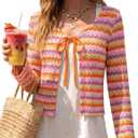 Womens Crochet Shrug Cardigan Long Sleeve Bolero Knit Summer Beach Top