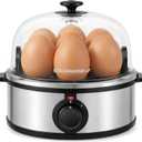 Elite Gourmet EGC648 Easy Electric Poacher, Omelet Eggs & Soft, Medium, Hard-Boiled Egg Boiler Cooker with Auto Shut-Off and Buzzer, Measuring Cup Included, BPA Free, Stainless Steel 7 Egg
