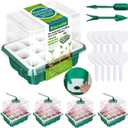 5 Packs Seed Starter Tray with Grow Light, Reusable Pop-Out Seed Starter Kit, 60 Cells With Humidity Domes, Indoor Gardening Plant Germination Trays for Seeds