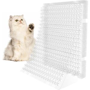 Scat Mat for Cats 16 x 13 Inch, 10 Pack Clear Cat Deterrent Mats with 1 Inch Spikes & 50 Stickers, Indoor Outdoor Pet Training Pads to Keep Cats Off Sofa, Counter, Garden & Car