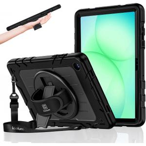 Case for Galaxy Tab A11 Plus 11 Inch 2025 and Galaxy Tab A9 Plus 11 Inch 2023, Heavy Duty Shockproof Rugged Protective Case with 360 Rotating Stand Kickstand, Hand Strap and Shoulder Strap