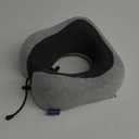 napfun Neck Pillow for Traveling, Upgraded Travel Neck Pillow for Airplane 100% Pure Memory Foam Travel Pillow for Flight Headrest Sleep, Portable Plane Accessories, Light Grey