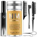 Slick Back Hair Brush Wax Stick Set for Flyaways Stocking Stuffers for Kids Women Christmas/Birthday Gifts Hair Accessories for Women Girl Teen Girls Trendy Stuff, Hair Styling Tools Baby Hairs Gel