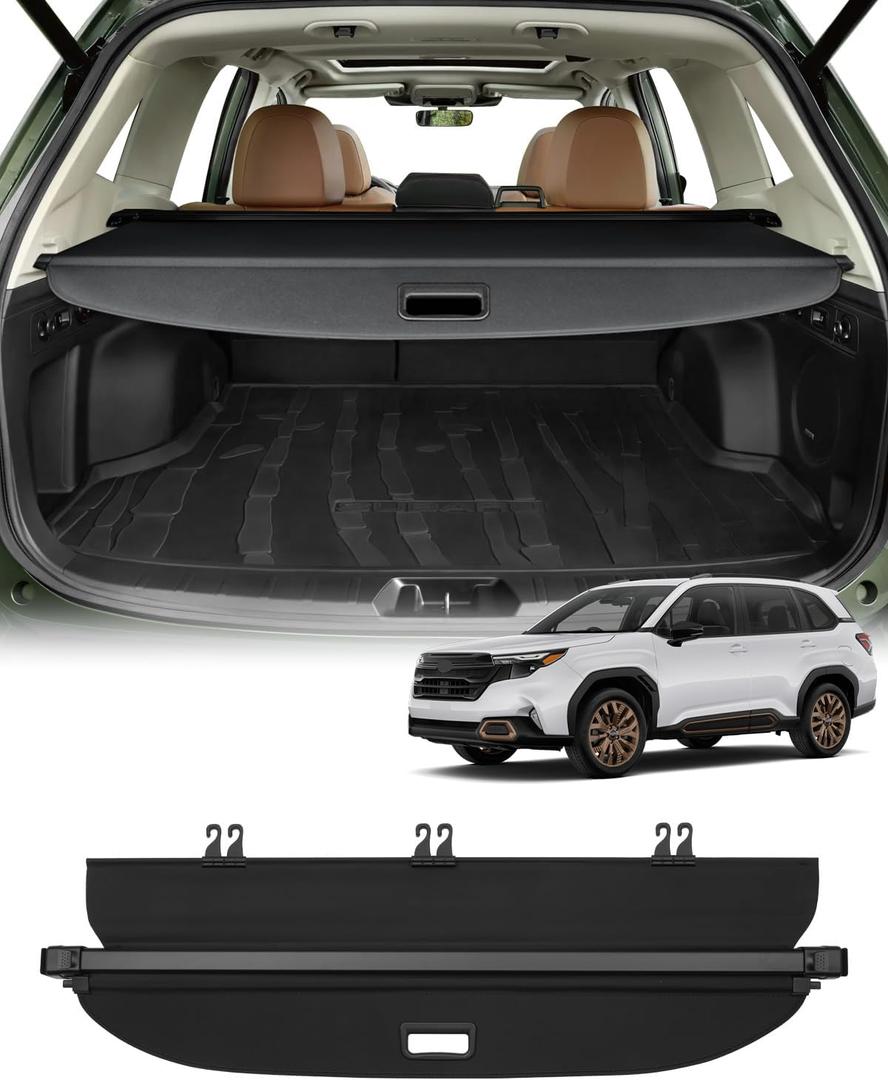 Powerty Cargo Cover for 2025 2026 Subaru Forester Accessories Trunk Cover Retractable Trunk Shielding Shade Cargo Luggage Cover No Gap (Hybrid)