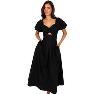 Petal & Pup Women's Maria Puff Sleeve Midi Dress, XS