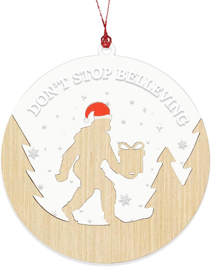 2 x Big Foot Christmas Ornaments 2026, Don't Stop Believing Funny Sasquatch Ornament for Camping Lovers, Bigfoot Xmas Ornaments Gifts for Men Women, Cool Bigfoot Gifts for Friends, Family, Coworker