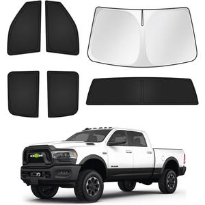 Canvcle Sunshades for Dodge Ram 2500 3500 2010-2025 2026 Accessories Windshield Sun Shade Side Rear Window Shade Cover Sun Visor Shield Privacy Protection Keep Vehicle Cool Black 6PCS