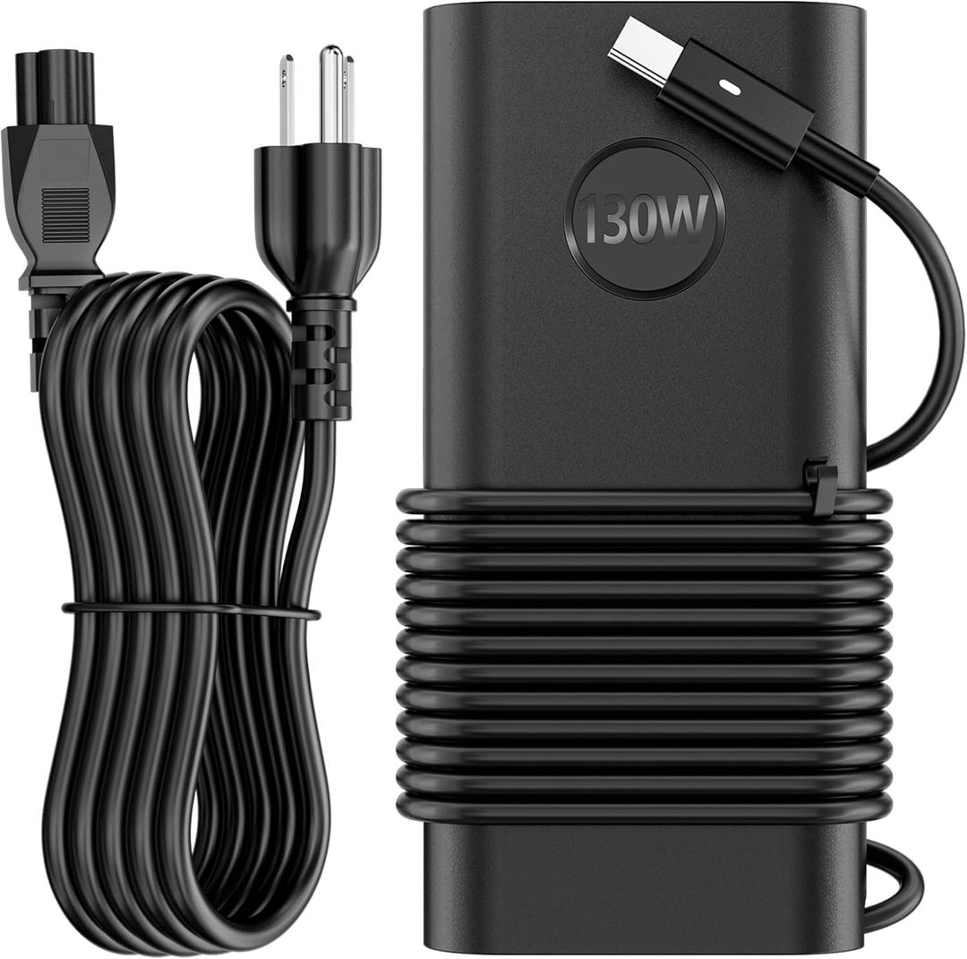 130W USB C Laptop Charger Type C Adapter Compatible with Dell XPS 15 2in1 9575 Precision 5530 2in1 5550 5750 3560 3550 3551 Latitude 7410 7310 7210 9575 9410 9510 5420 5520 5510 Power Cord