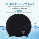 4 x Large Swimming Cap, Suitable for Men and Women, Specially Designed Swimming Cap, Suitable for Very Long and Thick Curly Hair and Braids, Keep Hair Dry (Black)